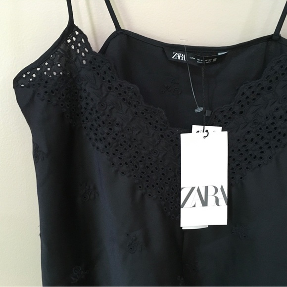 Zara embroidered camisole top black - Picture 2 of 6